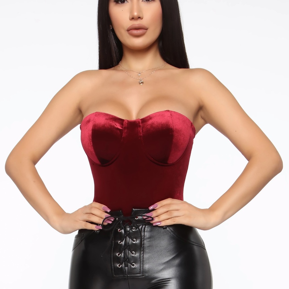 Burgundy Velvet Body Suit